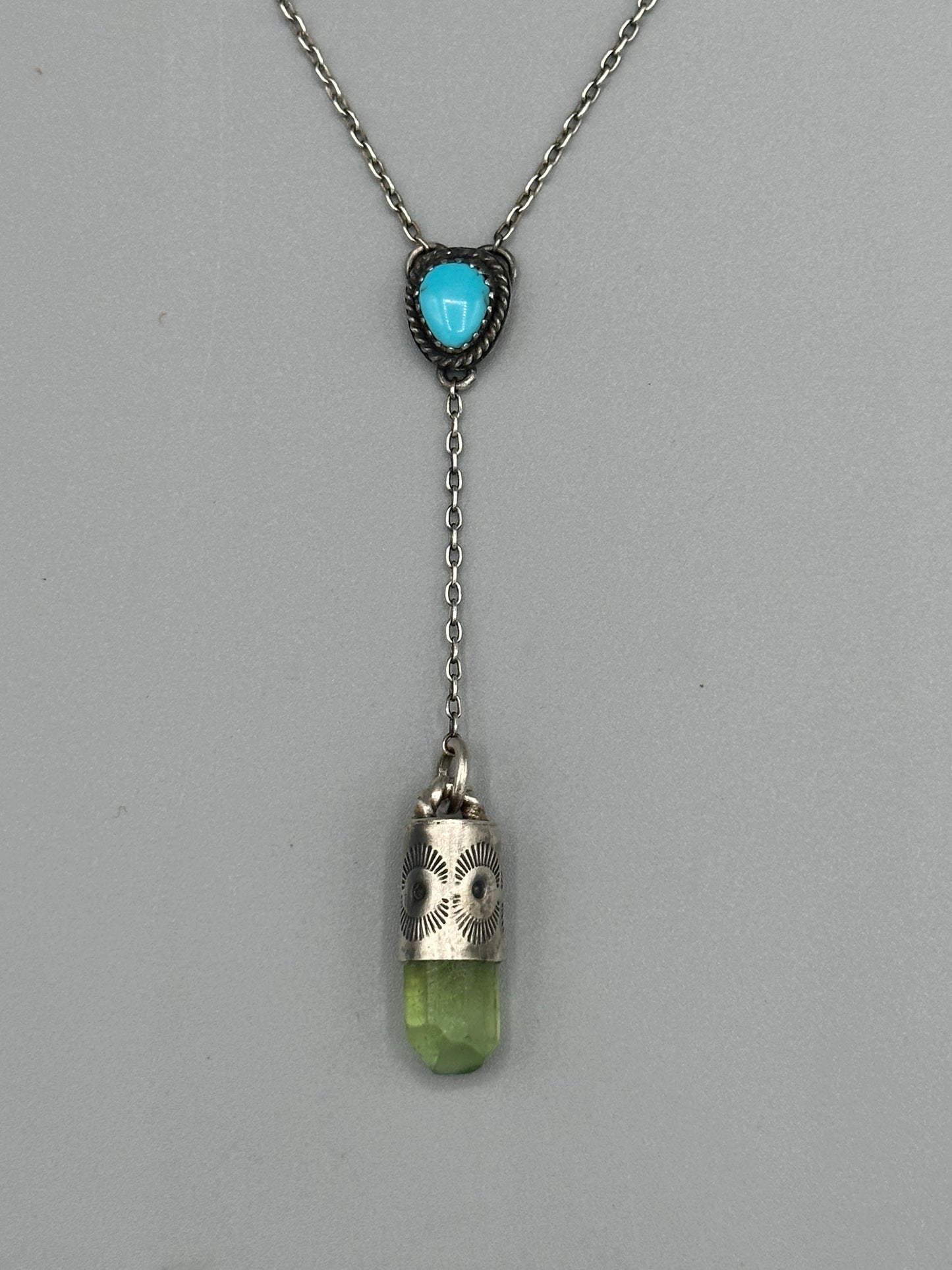 Peridot and Sonoran Gem Turquoise Lariat