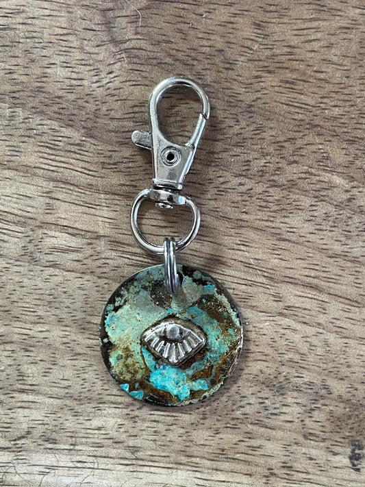 Evil Eye on Brass Keychain