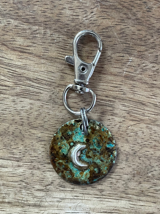 Crescent on Brass Keychain